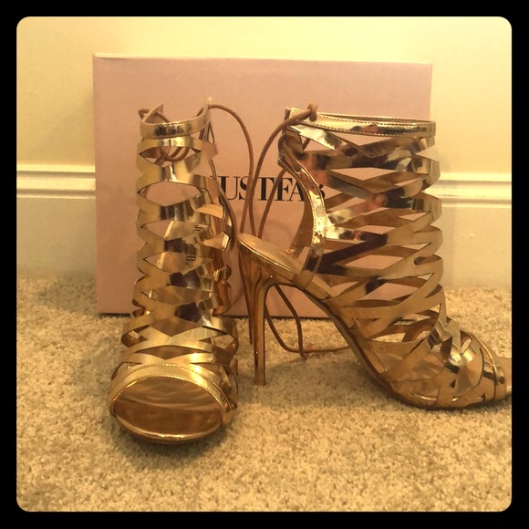 Gold open toe six inch heel sandals! I never wore! - Picture 1 of 3